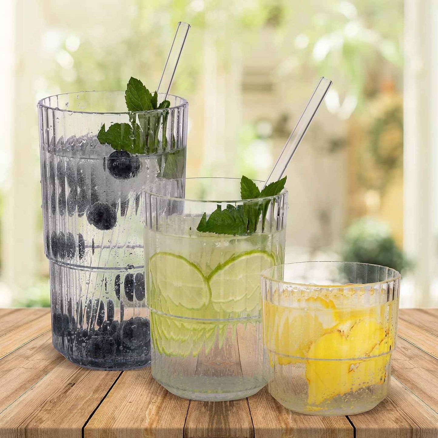 Buddy's Bar Drinking Glasses, Set of 6, High-Quality 0.5 Litre Tritan Plastic Drinking Glasses, BPA-Free, Stackable, Shatterproof, Reusable and Dishwasher Safe, 500 ml