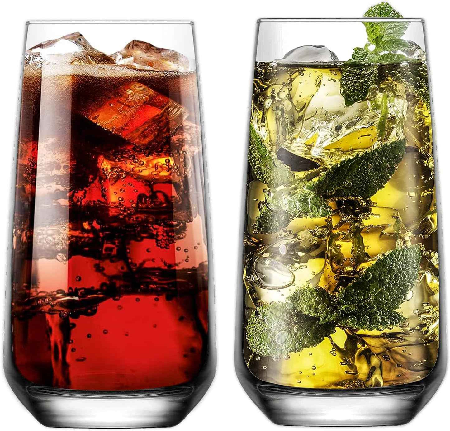 NORDIC SCHILLER Long Drink Glasses, Cocktail Glasses, Set of 6, 480 ml, 100 Pieces, Mojito Free, Water Glasses, Dishwasher Safe, Drinking Glasses, Large Long Drink Glass, Highball Glasses, Coktail