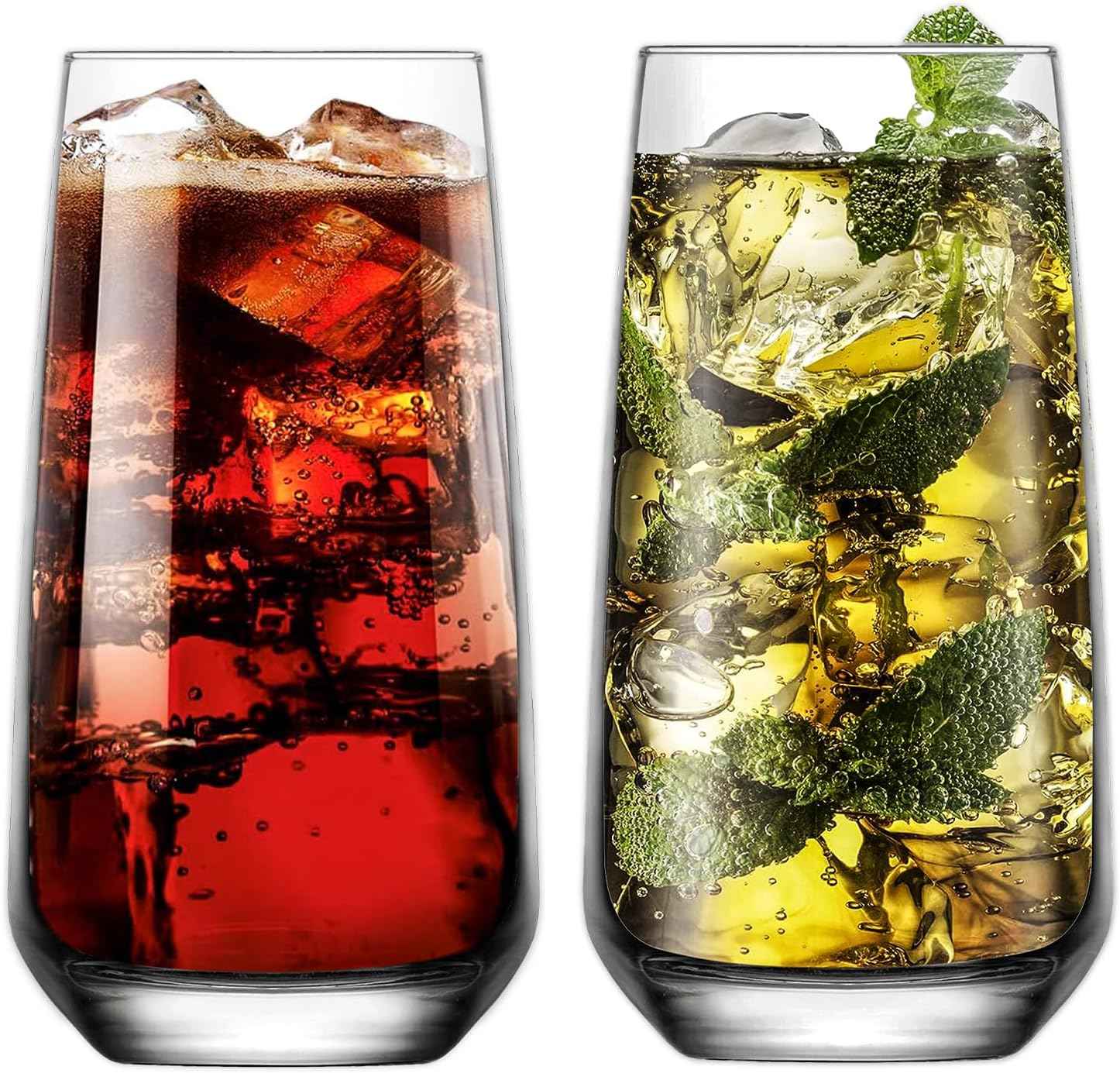 NORDIC SCHILLER Long Drink Glasses, Cocktail Glasses, Set of 6, 480 ml, 100 Pieces, Mojito Free, Water Glasses, Dishwasher Safe, Drinking Glasses, Large Long Drink Glass, Highball Glasses, Coktail