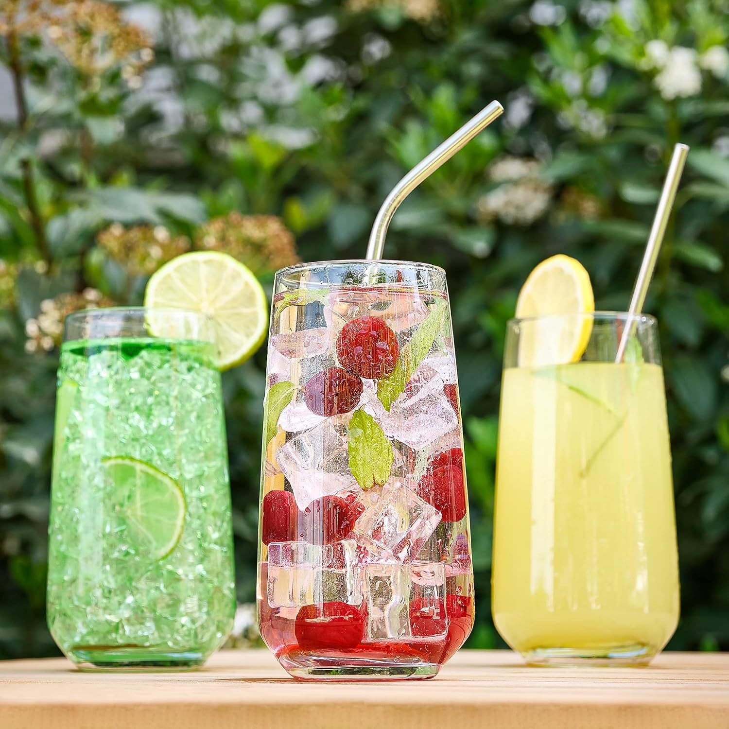 CRYSTALIA Premium Drinking Glasses, Set of 6, High Drinking Glasses, 480ml, 100% Lead-free Juice Glasses, Beer Glasses, Water Glasses, Highball Glasses, Cocktail Glasses, Milkshake Glasses, Milk, Iced
