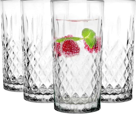 Glasmark Krosno Water Glasses Glass Drinking Glasses Set Long Drink Cocktail Gin Water Long Drink Glasses Cocktail Glasses Drinking Glass Water Glass Dishwasher Safe Transparent with Crystal Effect 4