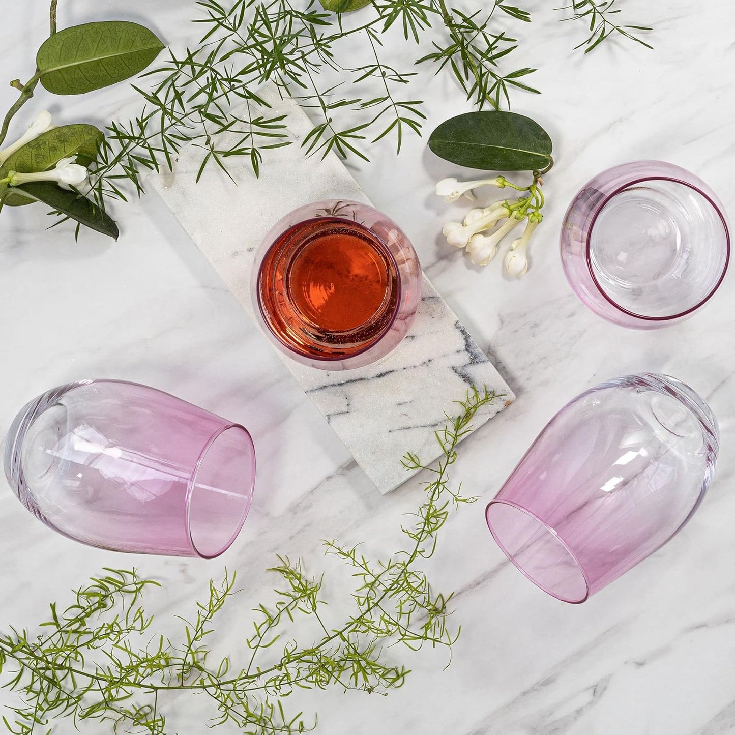TREND FOR HOME Coloured Water Glasses, 580 ml, Set of 6 Coloured Glasses, Drinking Glasses, Highball, Glass Set, Drinking Glasses, Large Glass Cup | Pink | Phoebe Secret Pastels