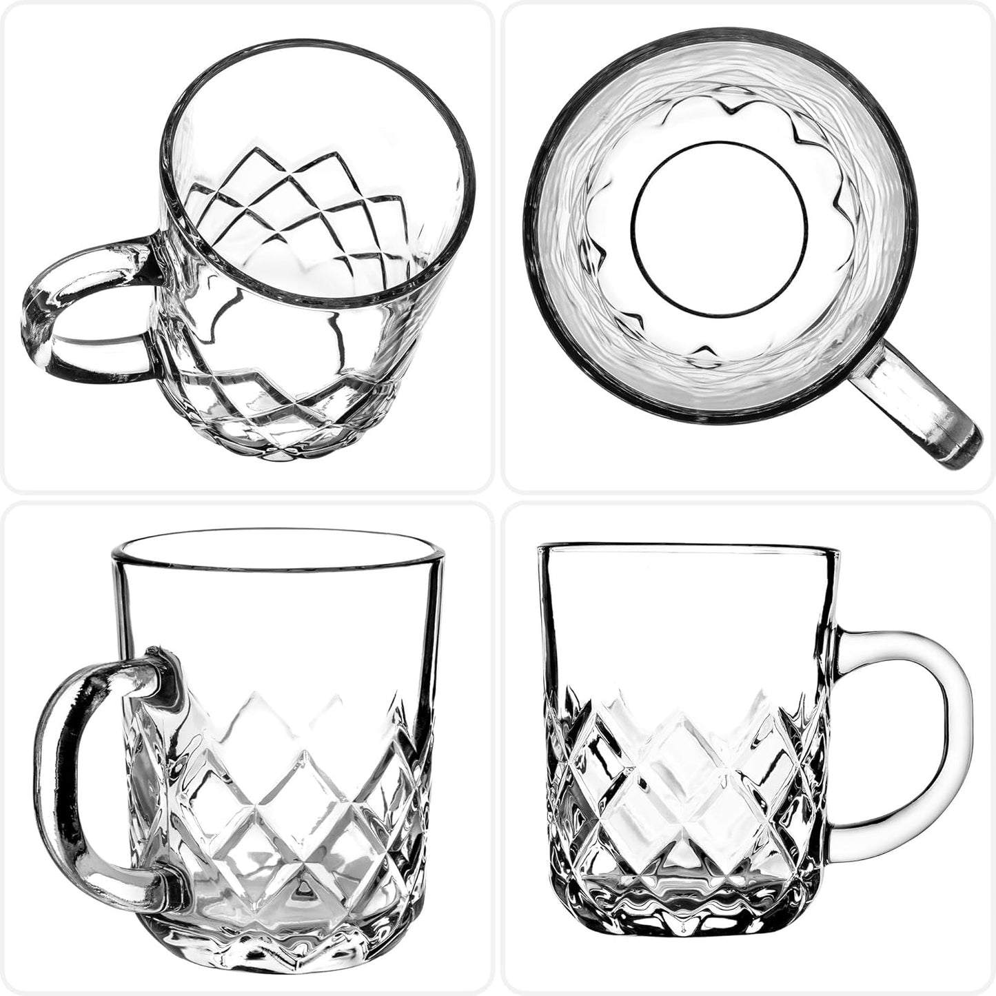 KADAX Tea Glasses Set of 6 Glasses with Handle, Glass Cups for 6 People, Dishwasher Safe, Drinking Glasses for Coffee, Tea, Water, Juice, Drink, Juice Glasses, Water Glasses, Glass Set