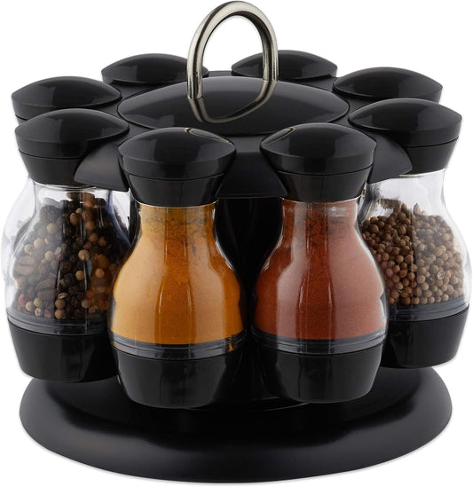 Spice Carousel with Jars - 8 Rotatable Spice Jars - The Silver Spoon