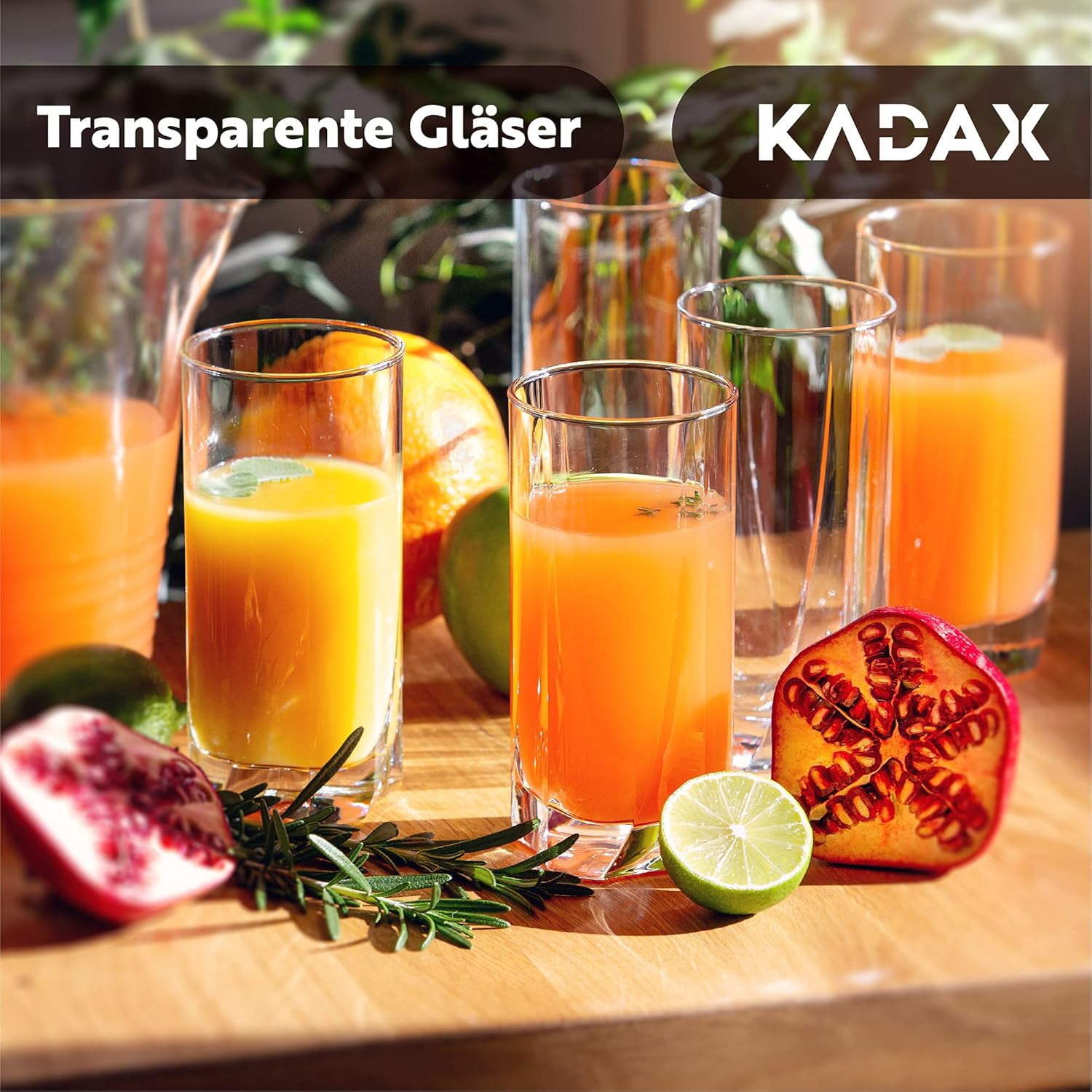 KADAX Premium Glass Drinking Glasses, Set of 6 Water Glasses, Thick-walled Juice Glasses, Ribbed Glasses for Water, Drinks, Juice, Party, Cocktail Glasses, Drink Glasses (High, 380 ml)