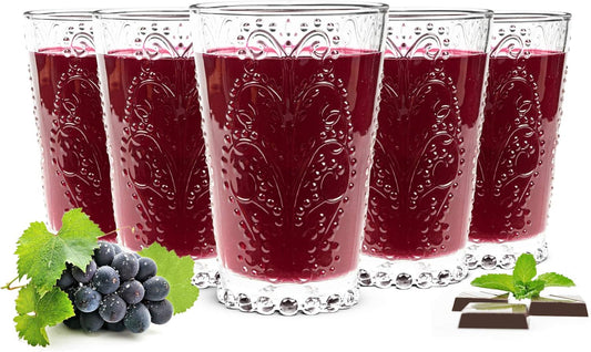 Sendez 6 embossed drinking glasses, 350 ml, cocktail glasses, juice glasses, red wine glasses, white wine glasses