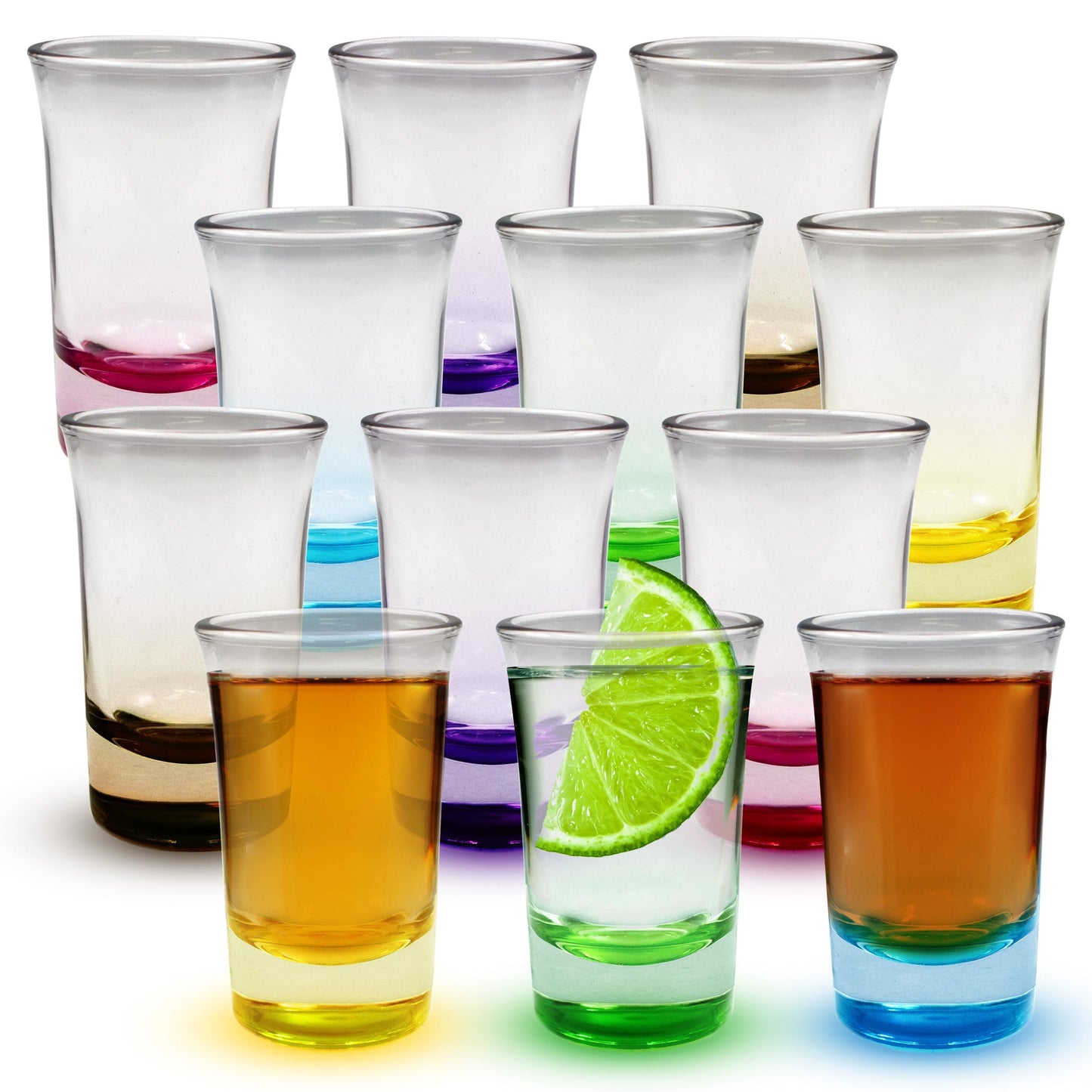 volila Colored Shot Glasses - Set of 6 Shot Glasses with Heavy Bottom of 50ml - Small Shot Glasses for Hunter Bomb Shots, Jello Shots, Tequila Shot Glasses and Bar Glassware Drinking Shots