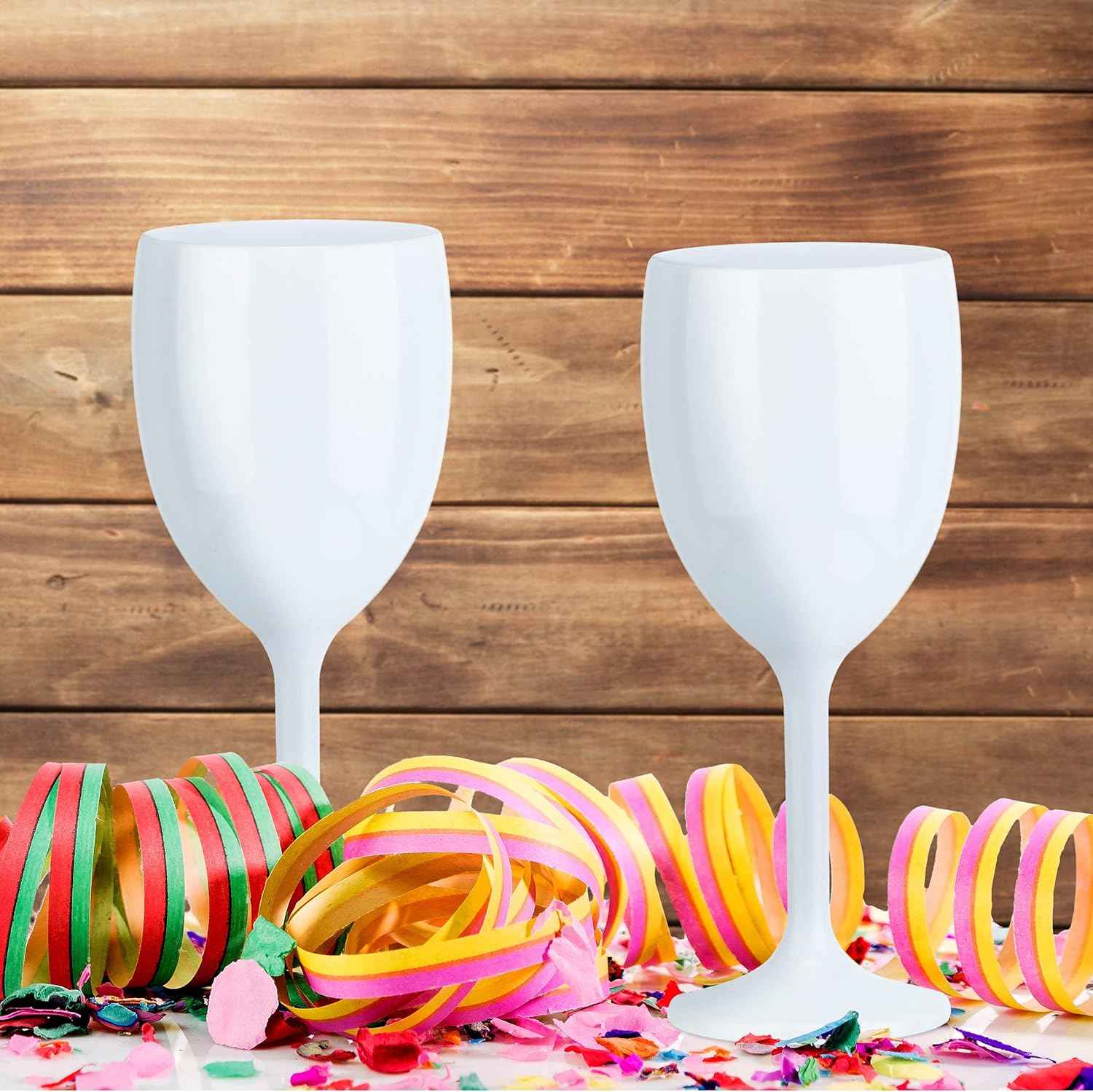 Relaxdays Wine Glasses Plastic, Set of 12, Reusable, BPA Free, Camping, Shatterproof Wine Glasses, White