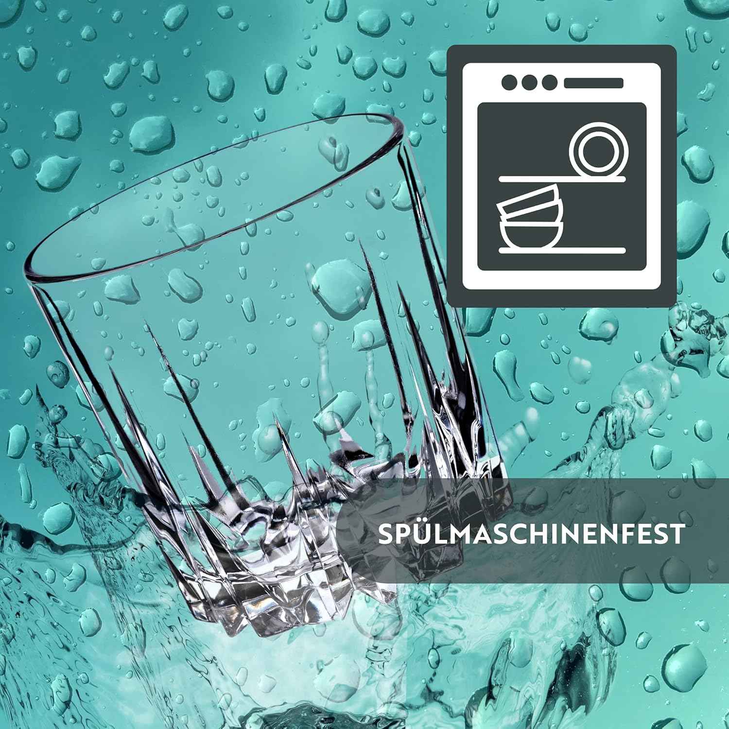 KADAX Premium Glass Drinking Glasses, Set of 6 Water Glasses, Thick-walled Juice Glasses, Ribbed Glasses for Water, Drink, Juice, Party, Cocktail Glasses, Drink Glasses (Low, 300 ml)