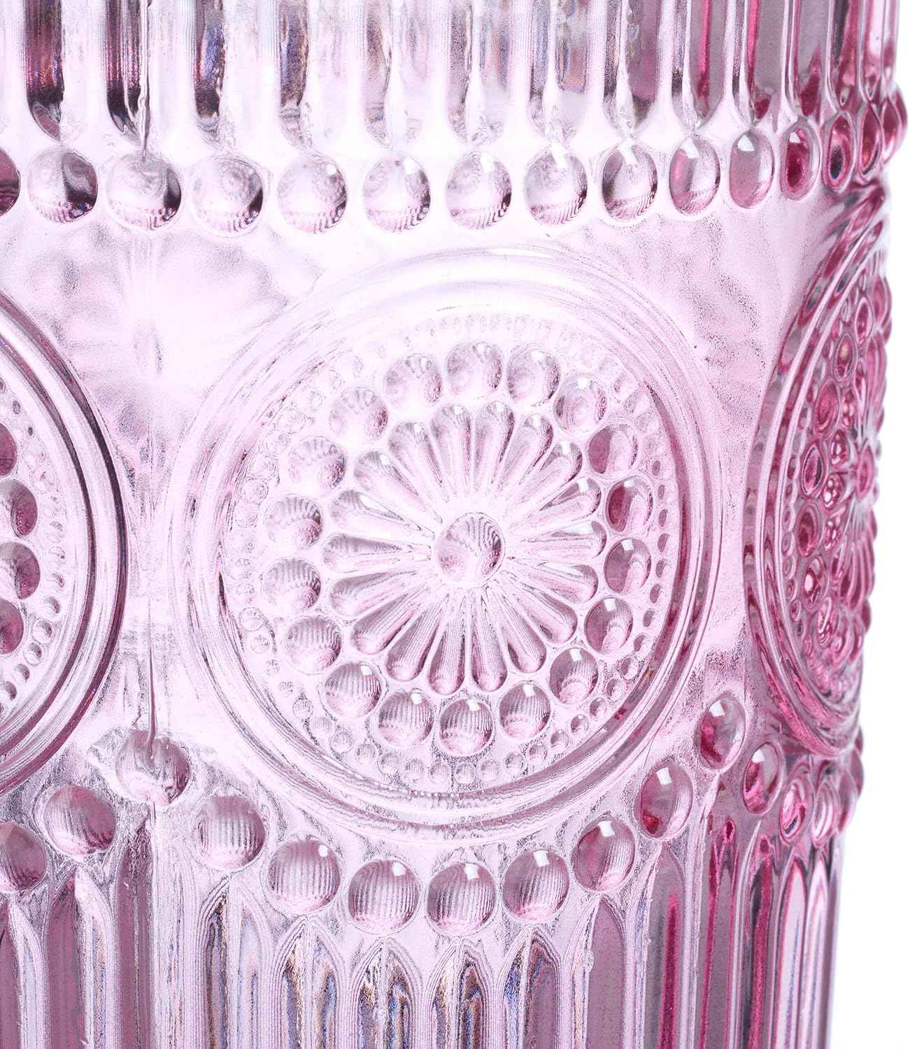 Relaxdays Drinking Glasses Set of 4, Vintage Design, Embossed, Dishwasher Safe, Juice, Lemonade, 360 ml, Coloured