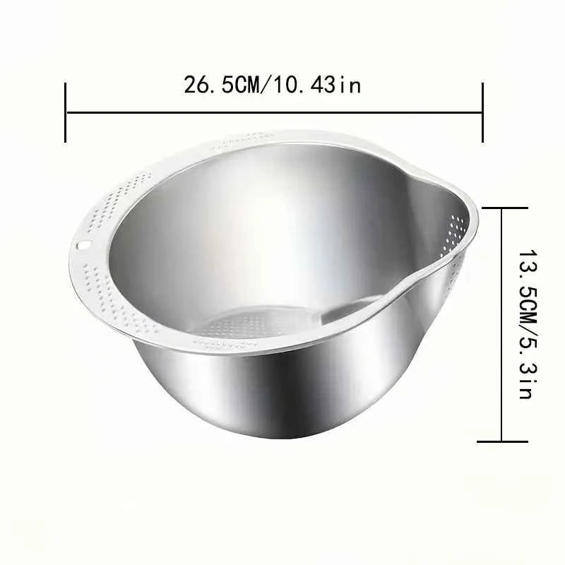 Stainless Steel Rice Strainer for Washing Rice, Fruit & Vegetables - The Silver Spoon