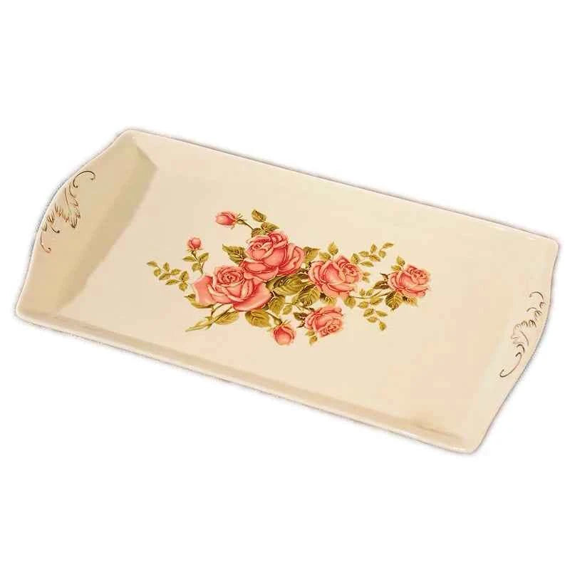 Porcelain Serving Plate with Golden Rim - Elegant Party Tray for Guests - The Silver Spoon