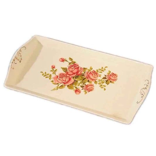 Porcelain Serving Plate with Golden Rim - Elegant Party Tray for Guests - The Silver Spoon
