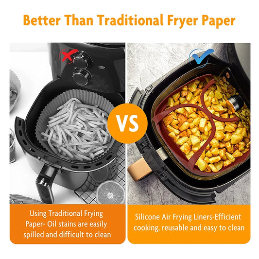 Air Fryer Silicone Basket - 20 cm with Handle for Easy Cooking - The Silver Spoon