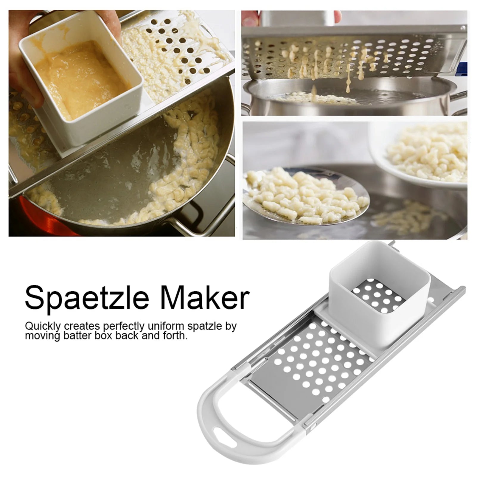Kitchen Spaetzle Noodle Maker with Stainless Steel Blade - Dumpling and Pasta Cooking Tool - The Silver Spoon