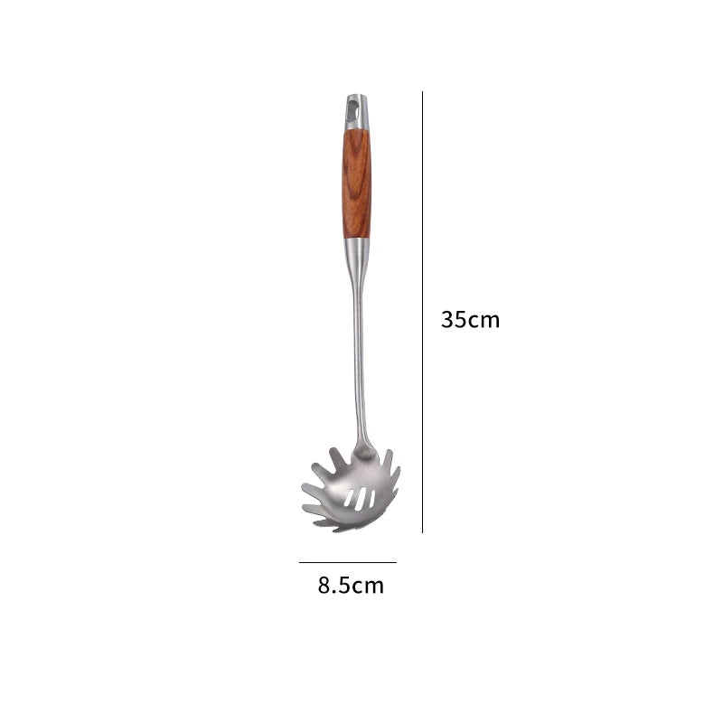Rosewood Handle Stainless Steel Cookware Set - Durable Utensils - The Silver Spoon