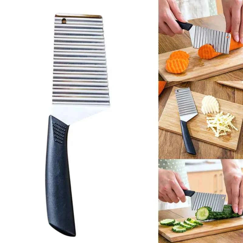 Stainless Steel Potato Chip Slicer - Wavy Cutter for French Fries - The Silver Spoon