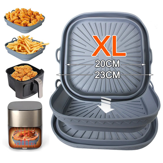 Silicone Air Fryer Basket Tray Container 20-23cm - The Silver Spoon