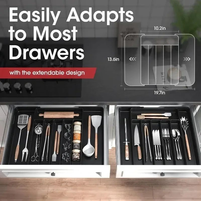 Adjustable Kitchen Organizer Tray for Utensils and Cutlery - The Silver Spoon