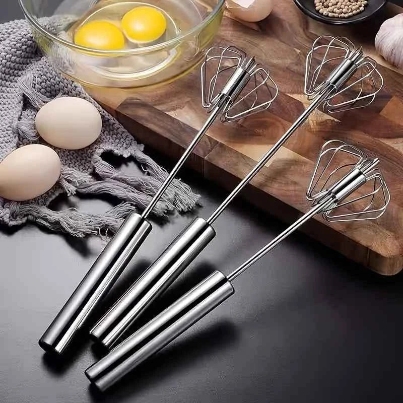 Stainless Steel Egg Beater - Durable Semi-Automatic Mixer for Effortless Mixing - The Silver Spoon