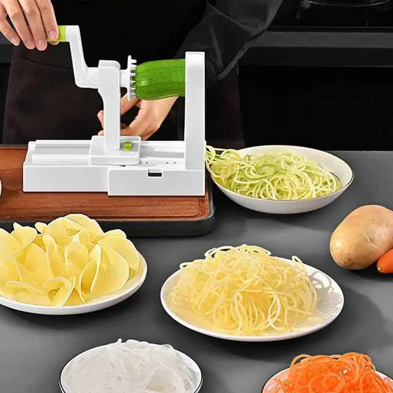 Vegetable Spiral Slicer - Multifunctional Potato Grater and Noodle Maker Kitchen Gadget - The Silver Spoon