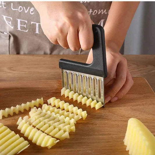 Stainless Steel Potato Chip Slicer - Wavy Cutter for French Fries - The Silver Spoon