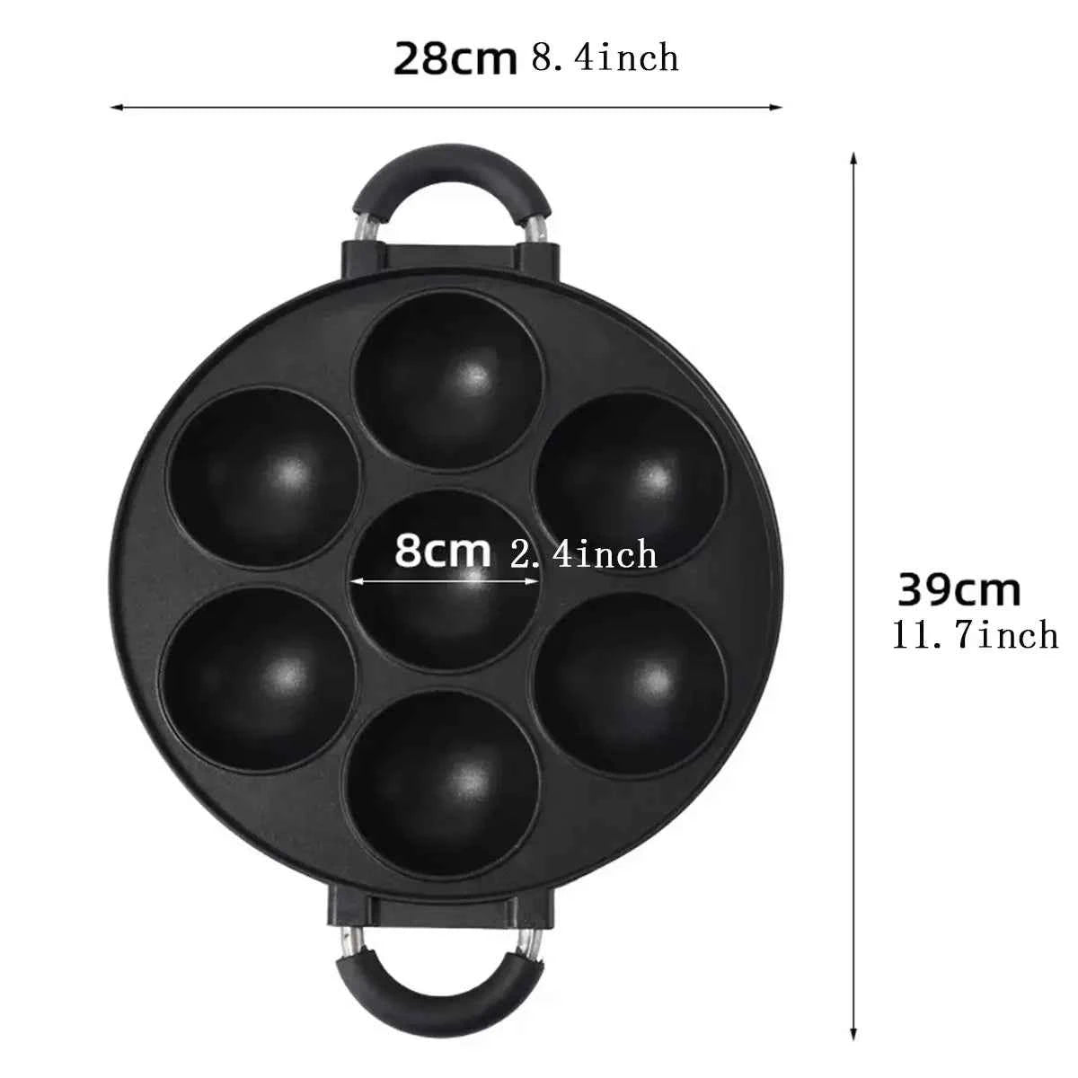 7 Hole Cast Iron Omelette Pan - Non-Stick Breakfast & Cake Mold - The Silver Spoon