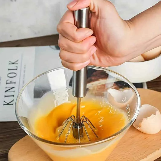 Stainless Steel Egg Beater - Durable Semi-Automatic Mixer for Effortless Mixing - The Silver Spoon