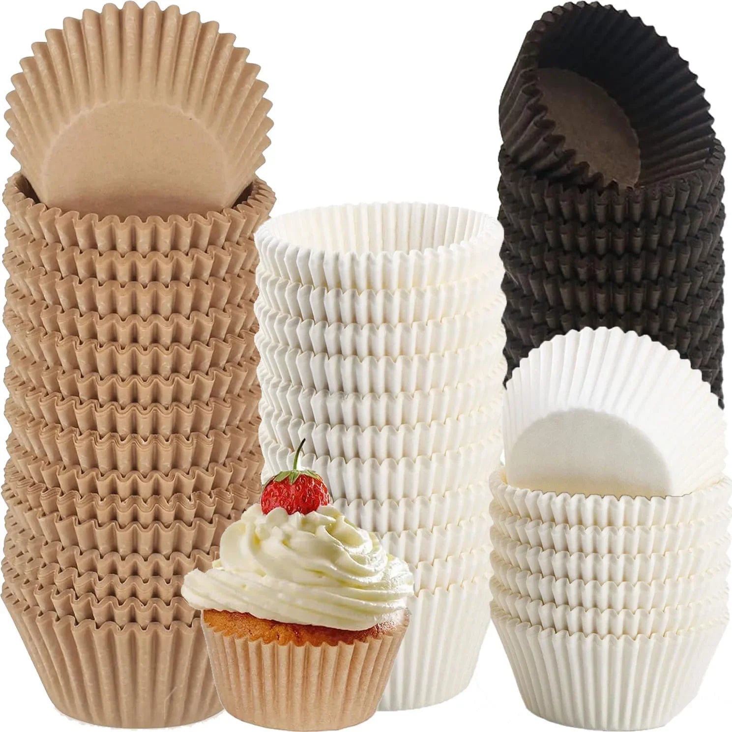 Food Grade Baking Cups Liners - 100/500/1000 Pcs Muffin Paper Molds - The Silver Spoon