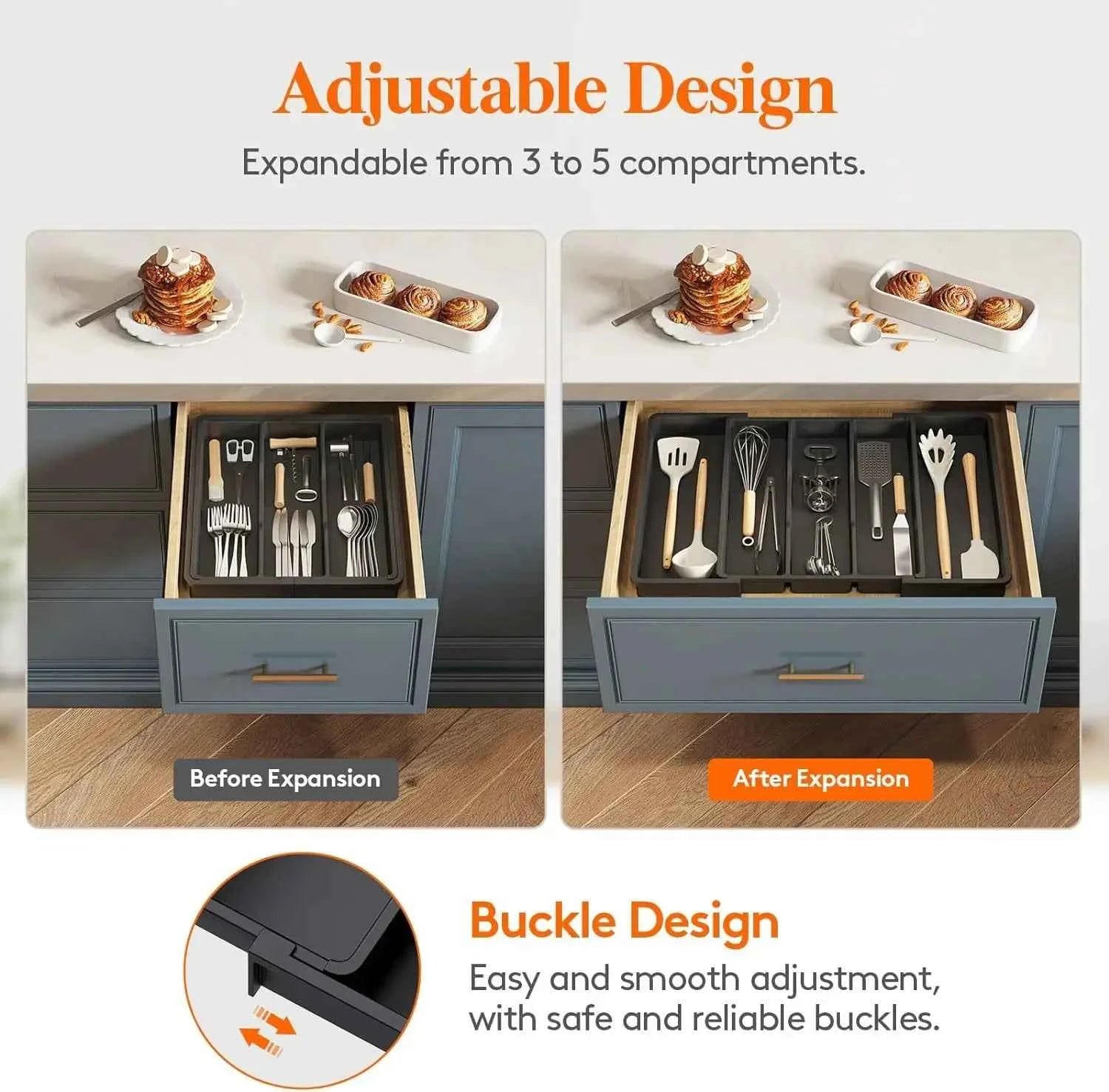 Expandable Utensil Tray - Cutlery Drawer Organizer for Easy Storage - The Silver Spoon