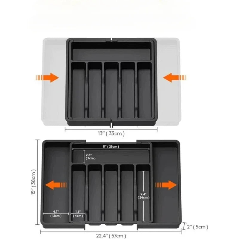 Adjustable Kitchen Organizer Tray for Utensils and Cutlery - The Silver Spoon