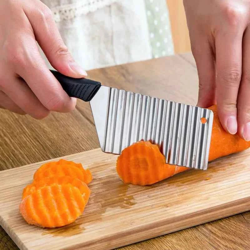 Stainless Steel Potato Chip Slicer - Wavy Cutter for French Fries - The Silver Spoon