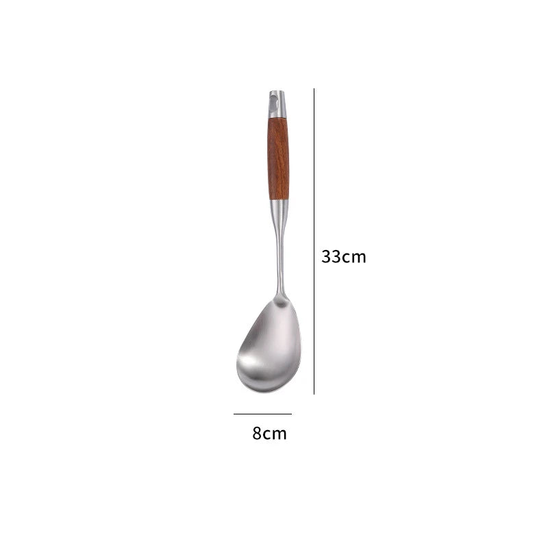 Rosewood Handle Stainless Steel Cookware Set - Durable Utensils - The Silver Spoon