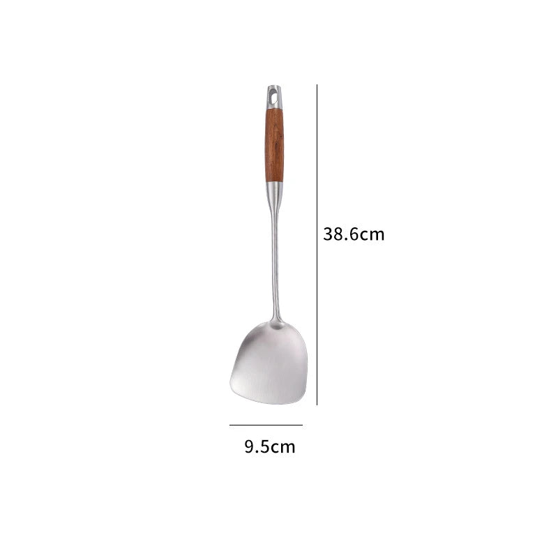 Rosewood Handle Stainless Steel Cookware Set - Durable Utensils - The Silver Spoon