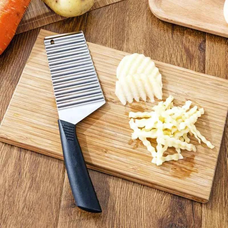 Stainless Steel Potato Chip Slicer - Wavy Cutter for French Fries - The Silver Spoon