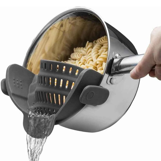 Clip-On Silicone Kitchen Strainer for Pots and Pans - The Silver Spoon