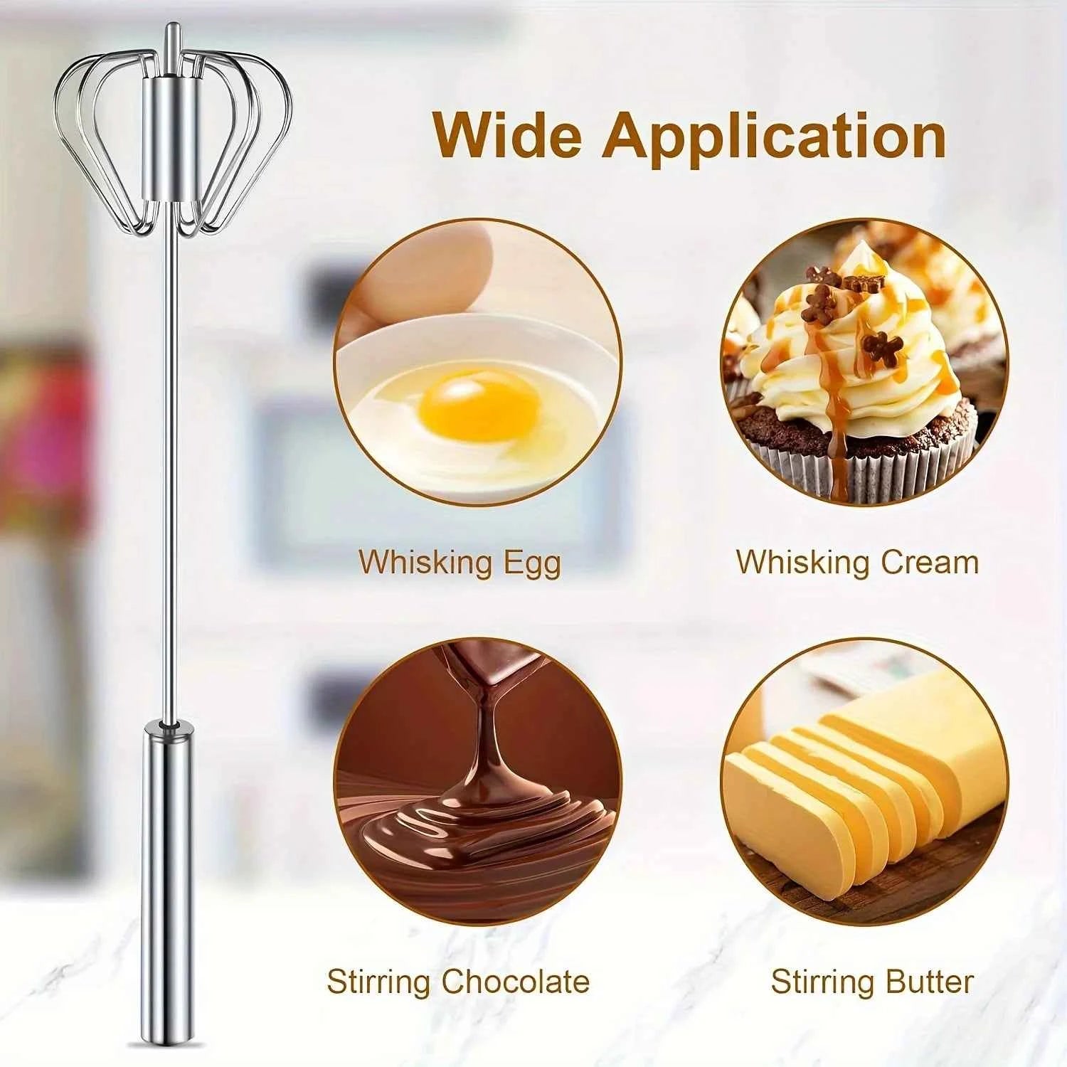 Stainless Steel Egg Beater - Durable Semi-Automatic Mixer for Effortless Mixing - The Silver Spoon